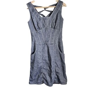 Etcetera - Grey Chambray Corset-Style Sheath Dress size 2 Pockets